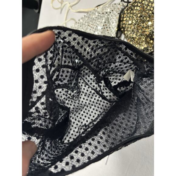 3 Pack Semi Sheer Small Shoulder Bags Sequin Gold Black Silver Glam Event HOCO‎ - Picture 3 of 6